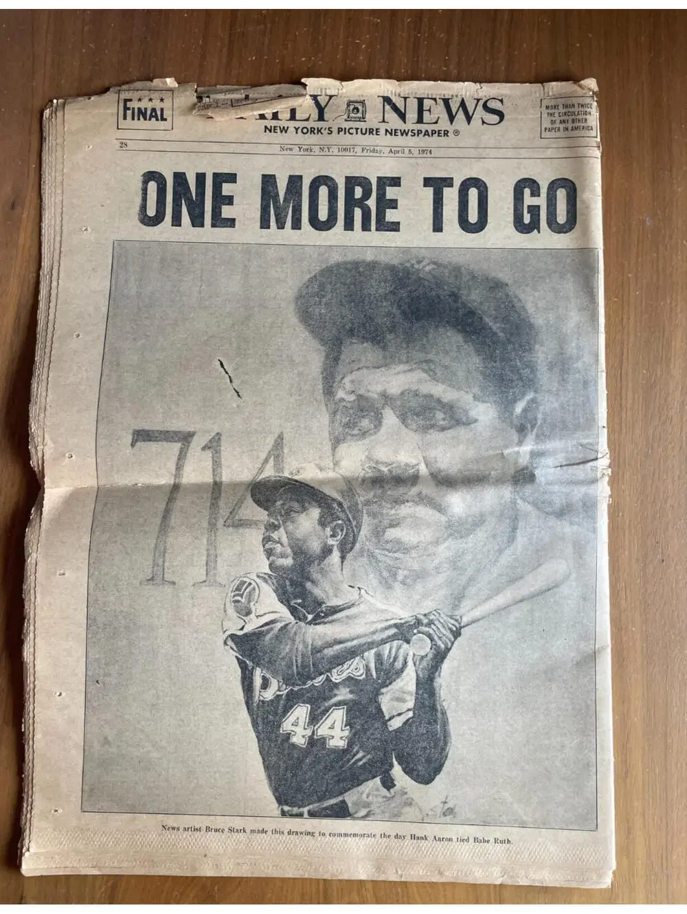 Aaron Hits 714 Ties The Babe Daily News Newspaper Apr 5 1974